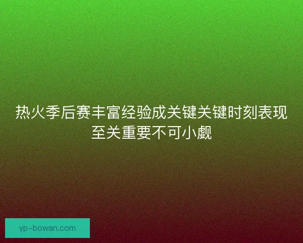 热火季后赛丰富经验成关键关键时刻表现至关重要不可小觑