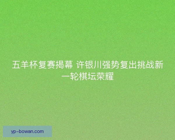 五羊杯复赛揭幕 许银川强势复出挑战新一轮棋坛荣耀